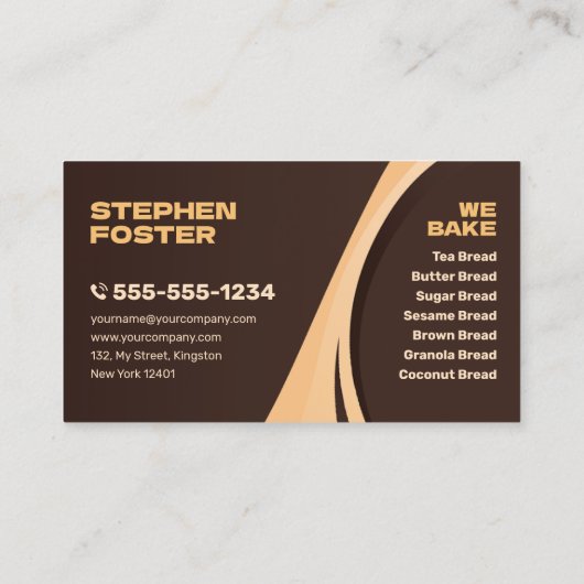 Moderne bruine bakkerij brood winkel bakken Cateri Visitekaartje (Achterkant)