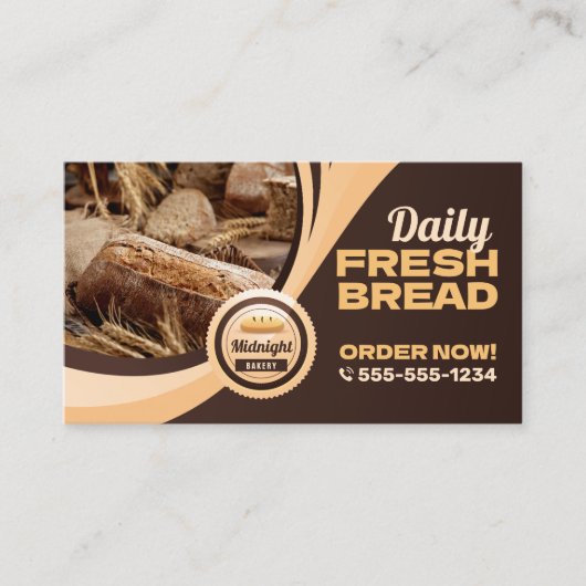 Moderne bruine bakkerij brood winkel bakken Cateri Visitekaartje (Voorkant)