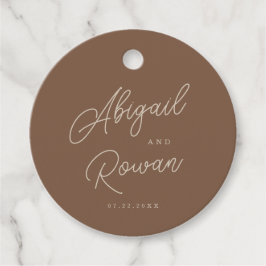 Moderne Bruine Beige Minimalistische Ronde Favor T Bedankjes Labels