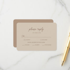 Moderne Bruine Beige Minimalistische Trouw-RSVP-Ka Informatiekaartje