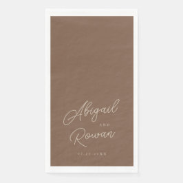 Moderne bruine beige minimalistische trouwgast han servet