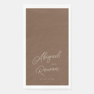 Moderne bruine beige minimalistische trouwgast han servet
