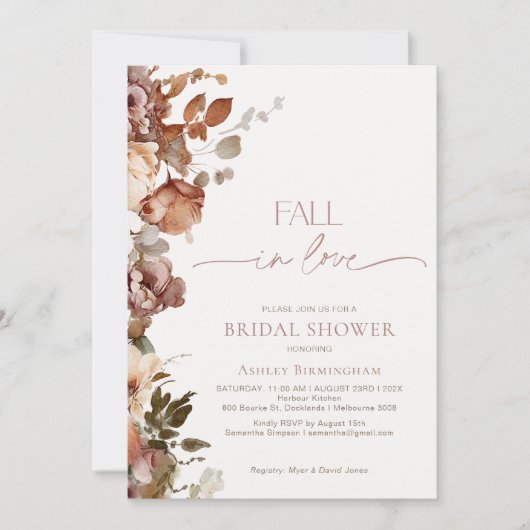 Moderne Bruine Bloemen Herfst In Love Vrijgezellen Kaart (Voorkant)