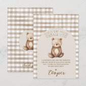 Moderne Bruine Boog Onze Kleine Beer Verjaardag Bedankkaart (Voorkant / Achterkant)