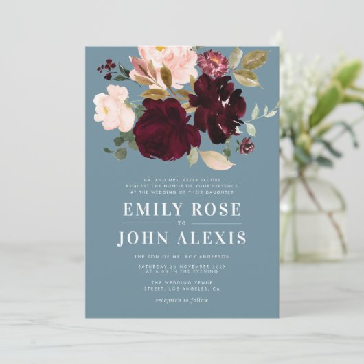 Moderne bruine bruidebruine huwelijksuitnodiging kaart (Staand voorkant)