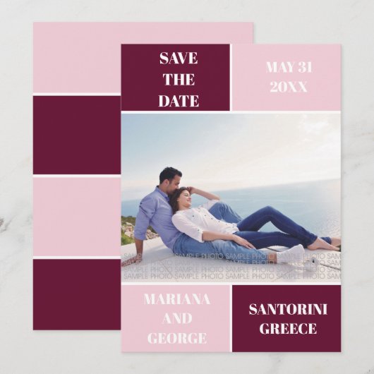 Moderne bruine bruiloft en blote kleuren save the date (Voorkant / Achterkant)