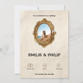 Moderne bruine bruiloft uitnodiging