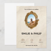 Moderne bruine bruiloft uitnodiging (Voorkant / Achterkant)