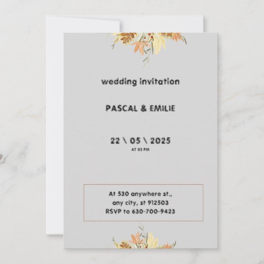 Moderne bruine bruiloft uitnodiging (Voorkant)