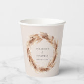 Moderne bruine bruine pampasgras bruiloft papieren bekers (Achterkant)