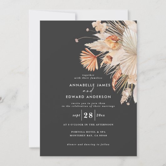 Moderne bruine bruine pampasgrasbruiloft (Voorkant)