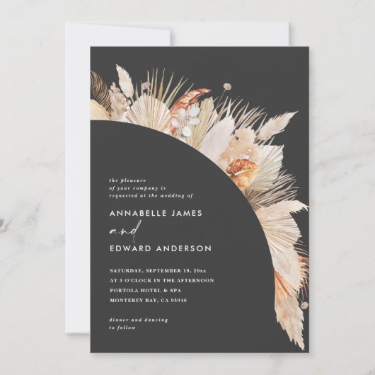 Moderne bruine bruine pampasgrasbruiloft (Voorkant)