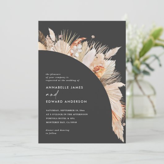 Moderne bruine bruine pampasgrasbruiloft (Staand voorkant)