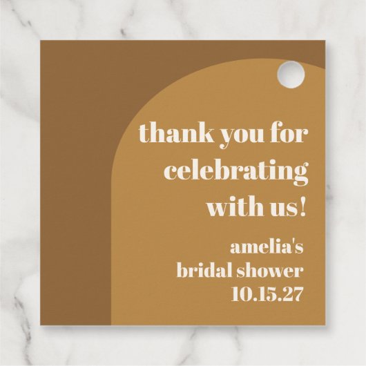 Moderne Bruine Chic Aangepaste Bruiloft Thank You Bedankjes Labels (Achterkant)