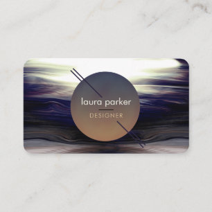Moderne Bruine Cirkel Maan Waterverf Golven Visitekaartje