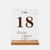 Moderne Bruine Elegante Trouwtafel Nummer Acryl Bord (Voorkant)
