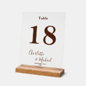 Moderne Bruine Elegante Trouwtafel Nummer Acryl Bord (Hoek)