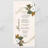 Moderne bruine en crème bloemenbruiloft menu (Voorkant / Achterkant)