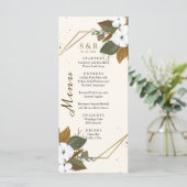 Moderne bruine en crème bloemenbruiloft menu (Staand voorkant)