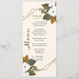 Moderne bruine en crème bloemenbruiloft menu