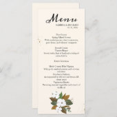 Moderne bruine en crème bloemenbruiloft menu (Voorkant / Achterkant)