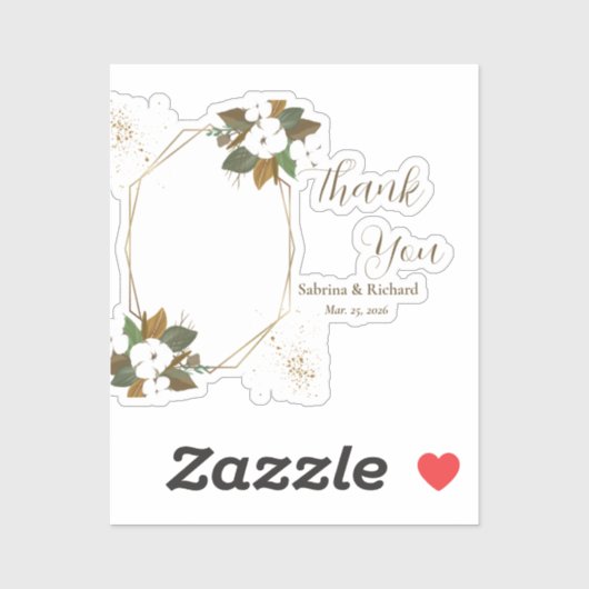 Moderne bruine en crème bloemendank u gunsten sticker (Vel)