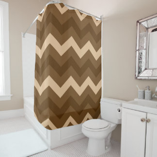 Moderne bruine en crèmekleurige chevron zigzag dou douchegordijn