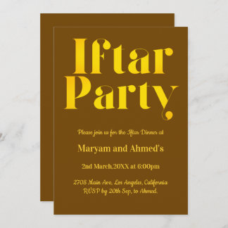 Moderne Bruine en Gouden Iftar Party Kaart