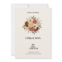 Moderne bruine en groene huwelijksuitnodiging