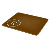 moderne bruine en witte monogram snijplank (Hoek)