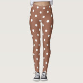 Moderne bruine en witte poka punts patroon leggings (Voorkant)