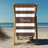 Moderne bruine en witte strepen strandlaken