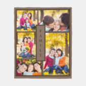 Moderne bruine familie 5 Fotocollage Sjabloon Fleece Deken (Voorkant)