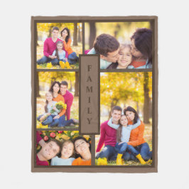 Moderne bruine familie 5 Fotocollage Sjabloon Fleece Deken