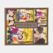 Moderne bruine familie 5 Fotocollage Sjabloon Fleece Deken (Voorkant (Horizontaal))