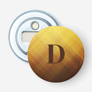 Moderne bruine gele monogram initiaal button flesopener