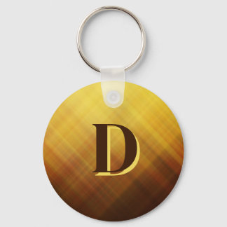 Moderne bruine gele monogram initiaal sleutelhanger