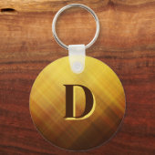 Moderne bruine gele monogram initiaal sleutelhanger (Achterkant)