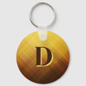 Moderne bruine gele monogram initiaal sleutelhanger (Achterkant)