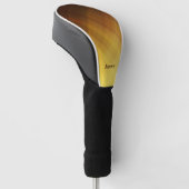 Moderne bruine gele monogram naam golfheadcover (Schuin)