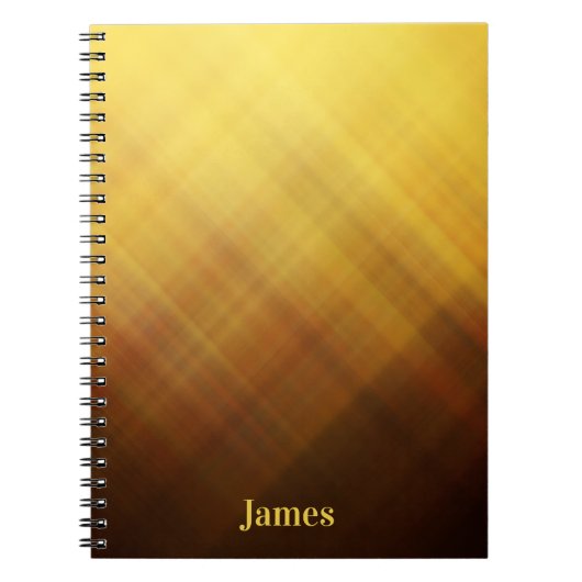 Moderne bruine gele monogram naam notitieboek (Voorkant)