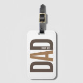 Moderne Bruine Gepersonaliseerde Papa Opgericht Bagagelabel (Voorkant (verticaal))
