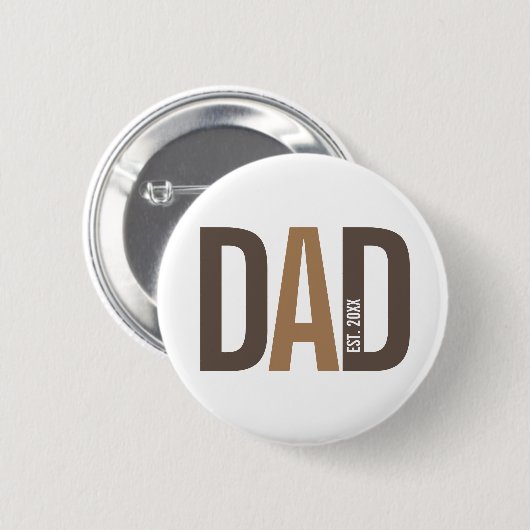 Moderne Bruine Gepersonaliseerde Vader Opgericht Ronde Button 5,7 Cm (Voorkant /achterkant)