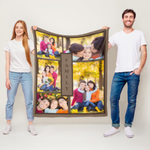 Moderne bruine gezelschap 5 foto collage sjabloon fleece deken