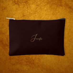 Moderne bruine gouden monogram reiscosmetica golf etui