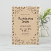 Moderne bruine grillige handgetekende Thanksgiving Kaart (Staand voorkant)