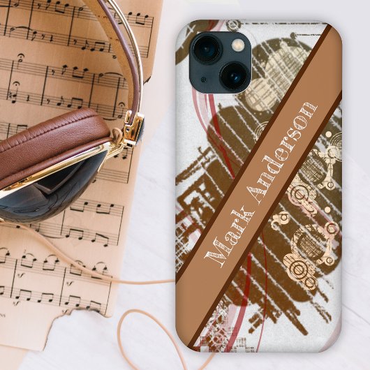 Moderne bruine grunge stijl op maat Case-Mate iPhone case