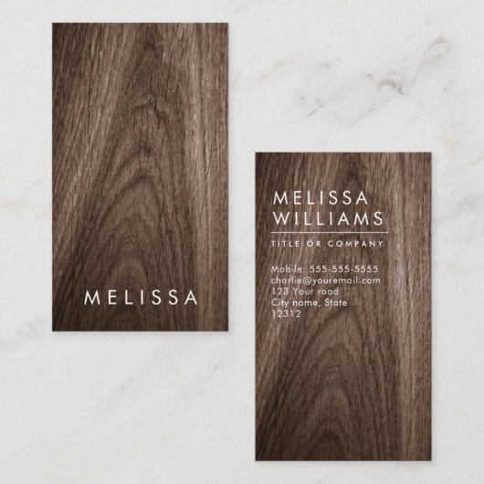 Moderne bruine houten minimalistische professionel visitekaartje (Voorkant / Achterkant)
