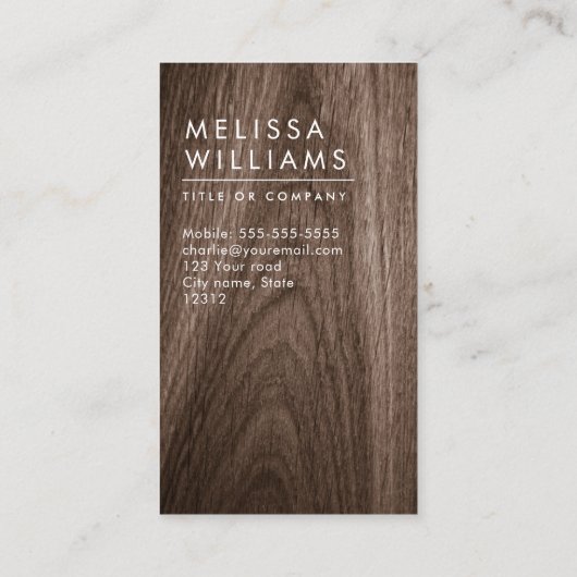 Moderne bruine houten minimalistische professionel visitekaartje (Achterkant)