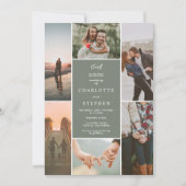 Moderne bruine initialen fotogrid bruiloft kaart (Voorkant)